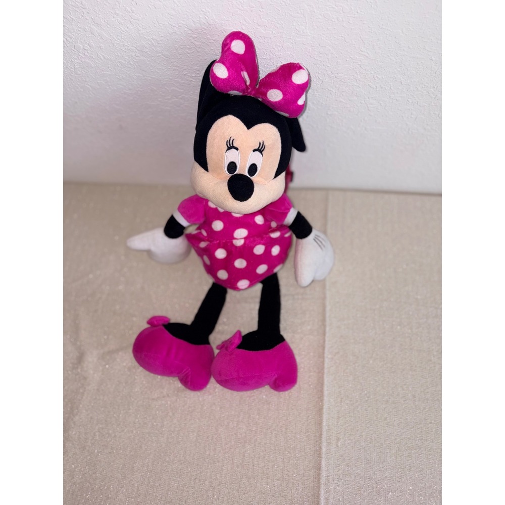 Disney Minnie Mouse Plush Backpack Pink black Polka Dot Bow bag